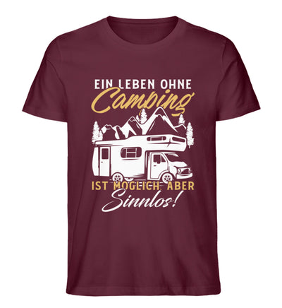 Camping ist Leben - Herren Premium Organic T-Shirt camping Weinrot