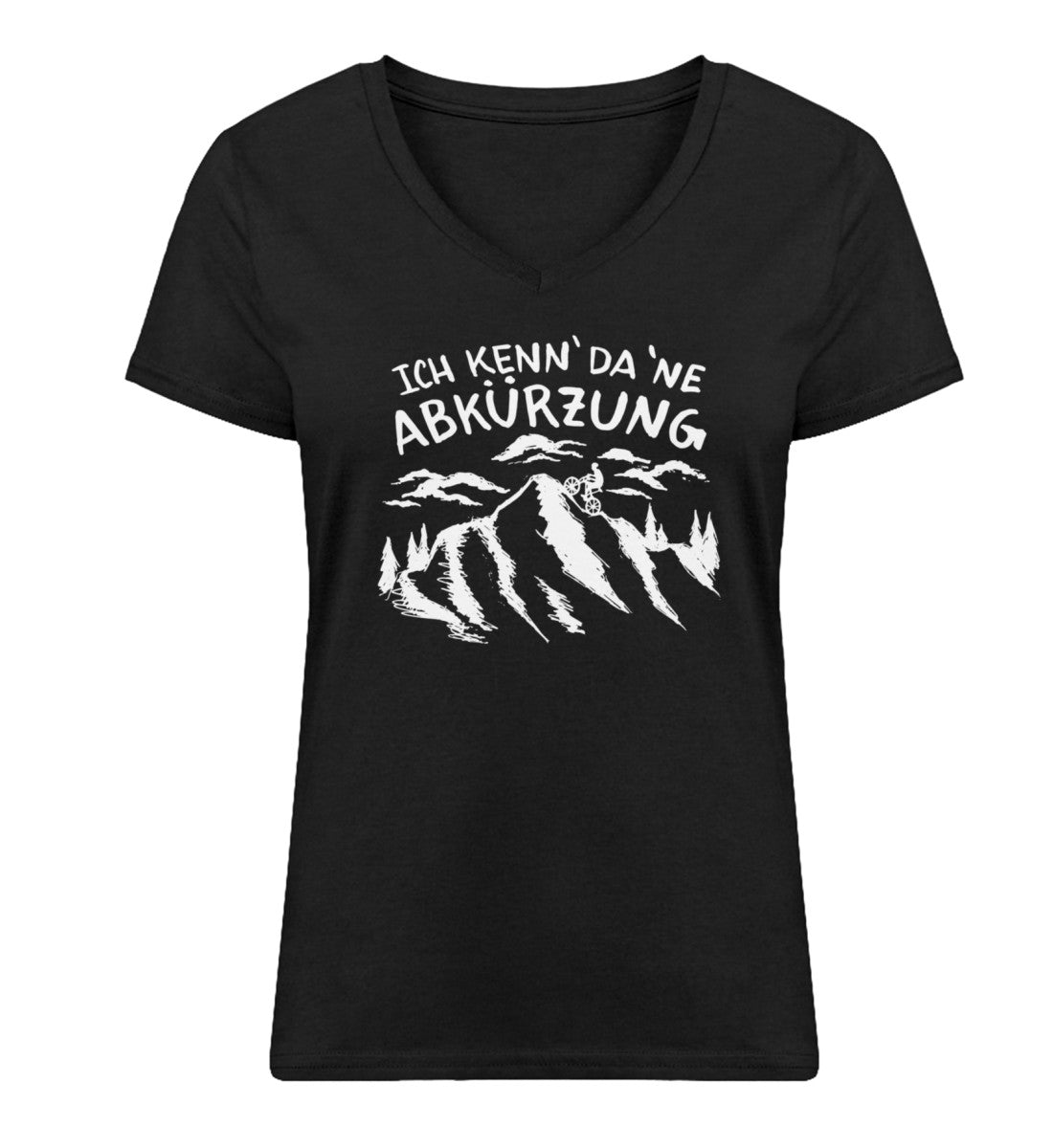 Ich kenn da ne Abkürzung - Damen Organic V-Neck Shirt berge Schwarz