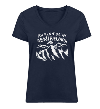 Ich kenn da ne Abkürzung - Damen Organic V-Neck Shirt berge Navyblau