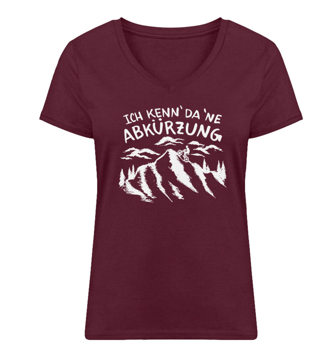 Ich kenn da ne Abkürzung - Damen Organic V-Neck Shirt berge Weinrot