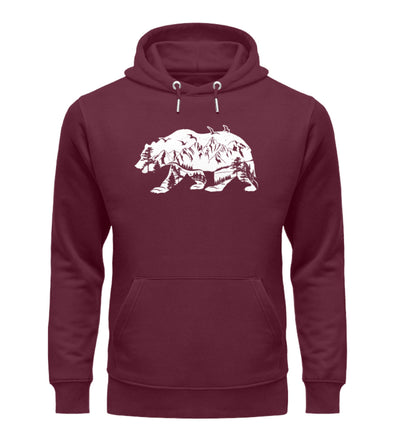 Bär und Berge Abstrakt - Unisex Premium Organic Hoodie berge camping Weinrot