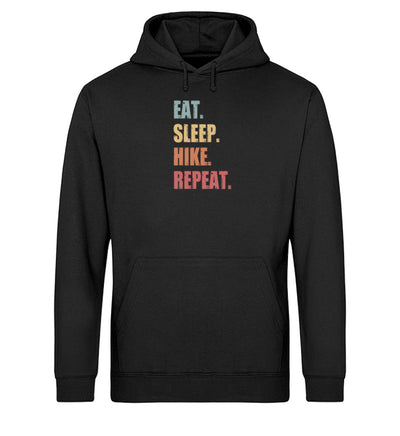 Eat Sleep Hike Repeat - Unisex Organic Hoodie wandern Schwarz