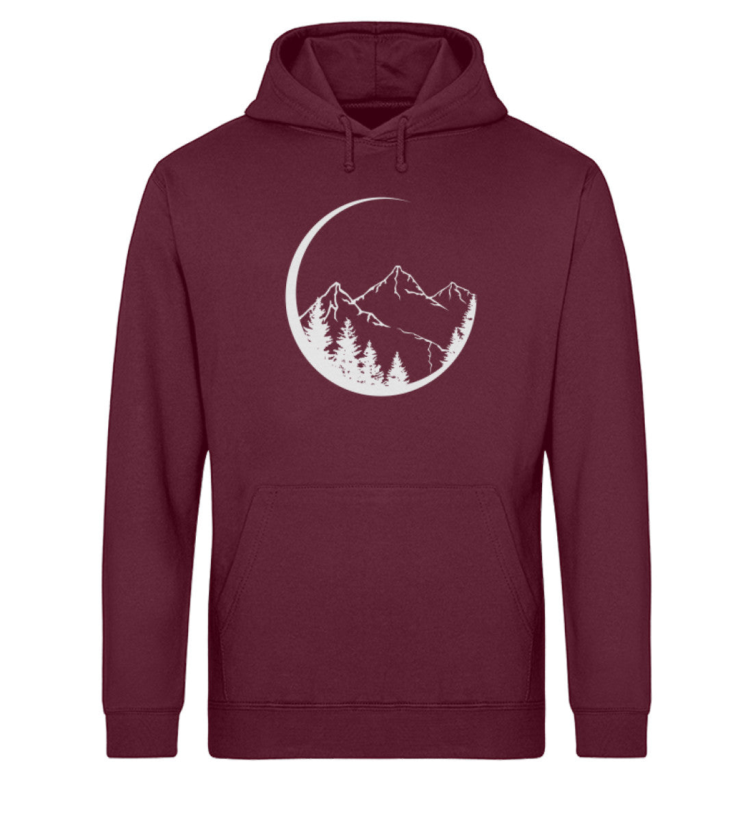 Berge und Mondsichel - Unisex Organic Hoodie' berge Weinrot