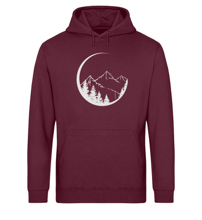 Berge und Mondsichel - Unisex Organic Hoodie' berge Weinrot