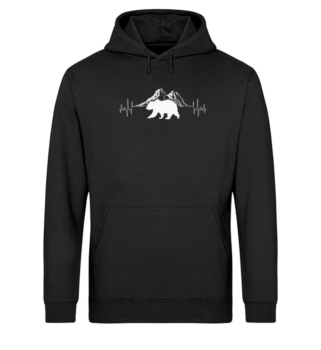 Herzschlag Berge und Bär - Unisex Organic Hoodie berge camping wandern Schwarz