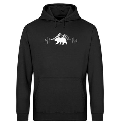 Herzschlag Berge und Bär - Unisex Organic Hoodie berge camping wandern Schwarz