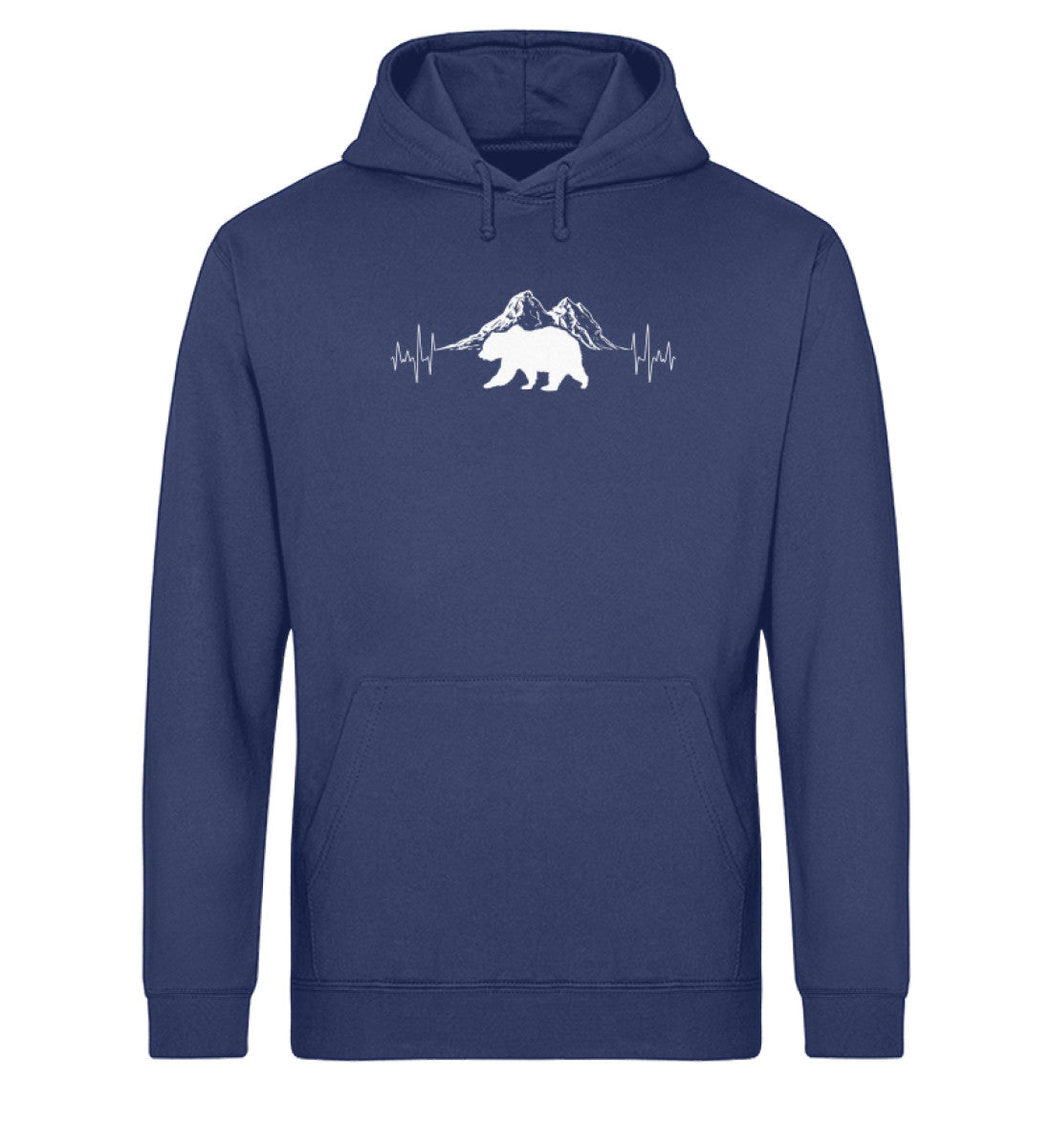 Herzschlag Berge und Bär - Unisex Organic Hoodie berge camping wandern Navyblau