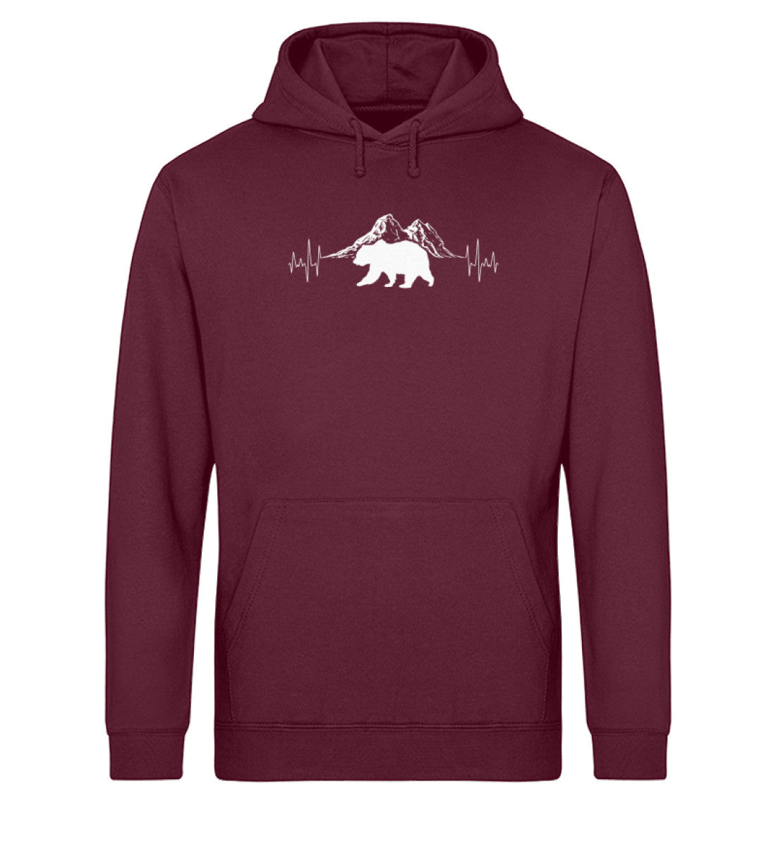 Herzschlag Berge und Bär - Unisex Organic Hoodie berge camping wandern Weinrot