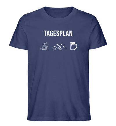 Tagesplan Kaffee, Berge und Bier - Herren Organic T-Shirt berge wandern Navyblau