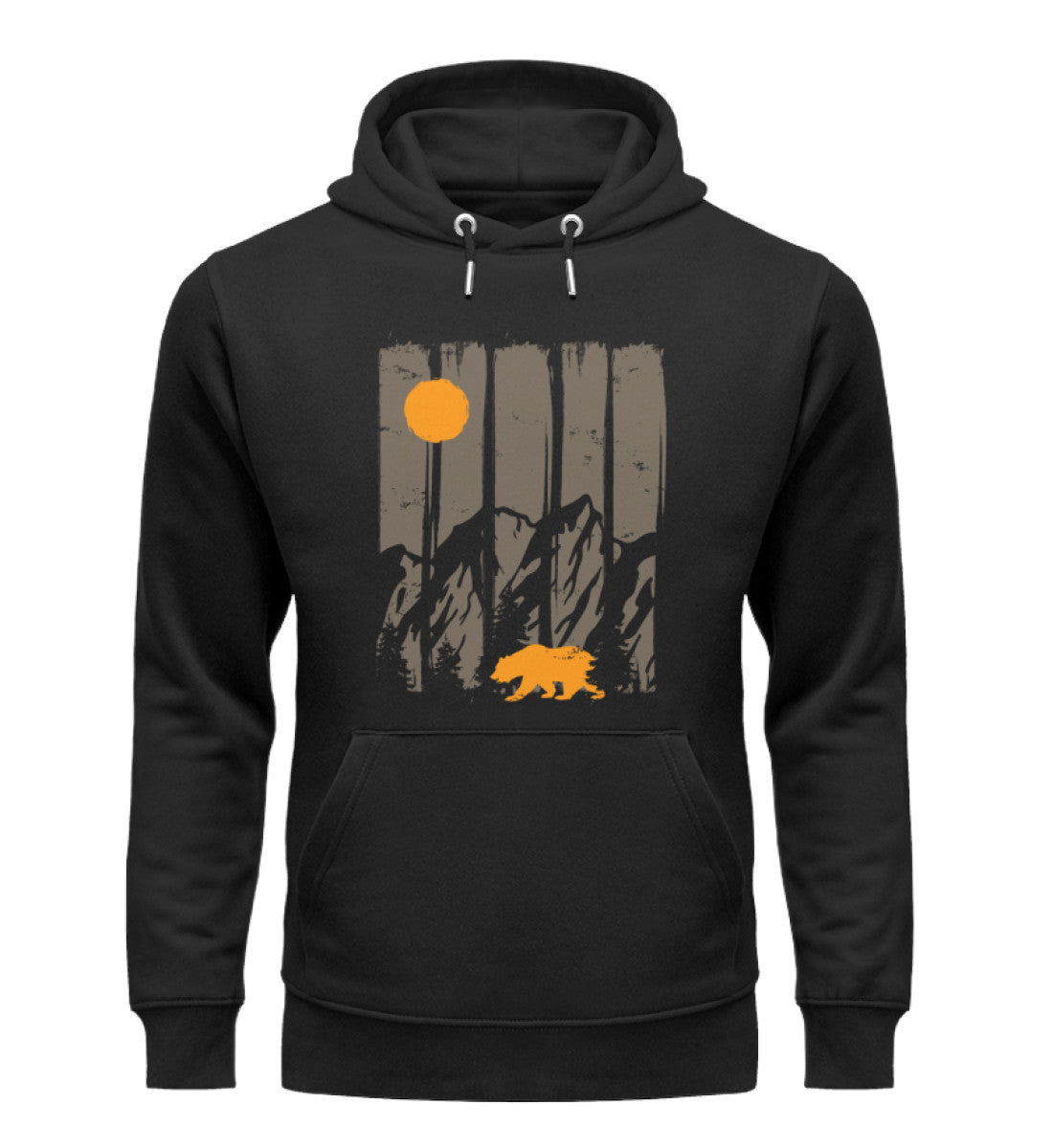 Berge, Mond und Bär - Unisex Premium Organic Hoodie berge camping Schwarz