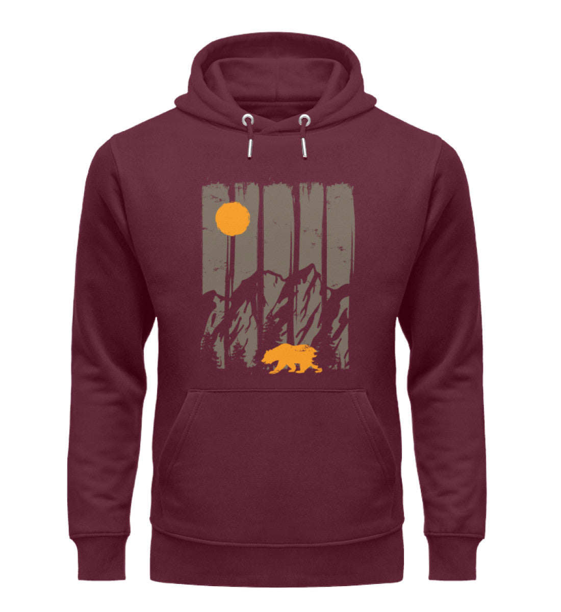 Berge, Mond und Bär - Unisex Premium Organic Hoodie berge camping Weinrot