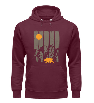 Berge, Mond und Bär - Unisex Premium Organic Hoodie berge camping Weinrot