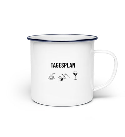 Tagesplan Kaffee, Ski und Wein - Emaille Tasse ski