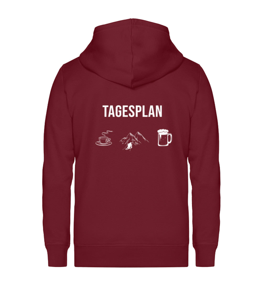 Tagesplan Kaffee, Ski und Bier - Unisex Premium Organic Sweatjacke klettern ski Weinrot