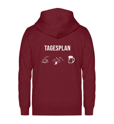 Tagesplan Kaffee, Ski und Bier - Unisex Premium Organic Sweatjacke klettern ski Weinrot