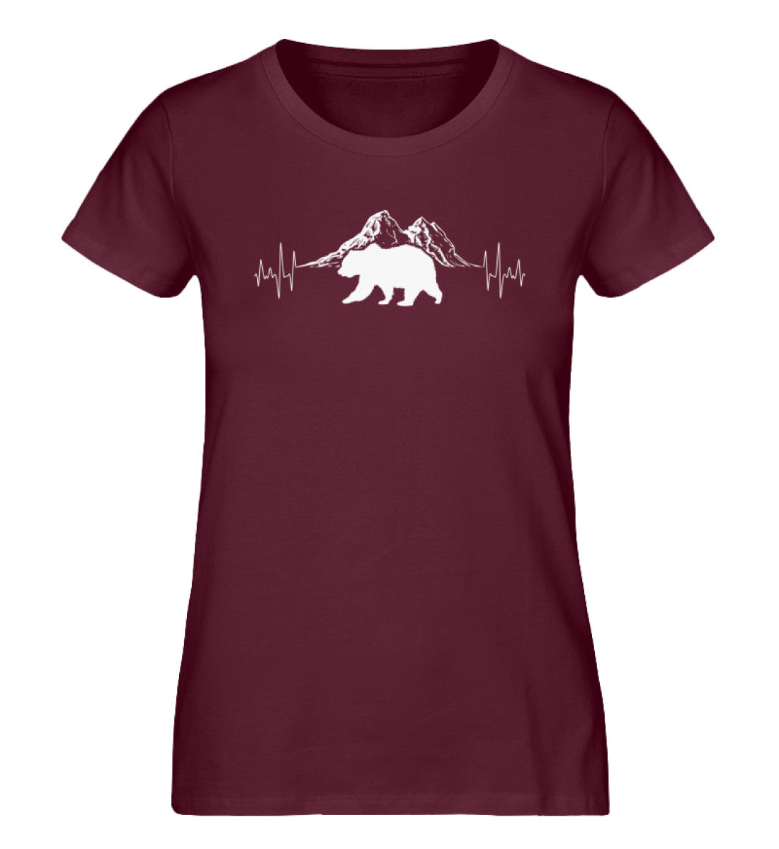 Herzschlag Berge und Bär - Damen Organic T-Shirt berge camping wandern Weinrot