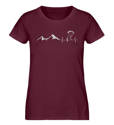 Herzschlag Paragleiten - Damen Organic T-Shirt berge Weinrot