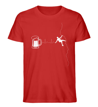 Herzschlag Bergsteiger und Bier - Herren Organic T-Shirt klettern Rot