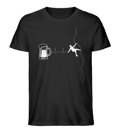 Herzschlag Bergsteiger und Bier - Herren Organic T-Shirt klettern Schwarz