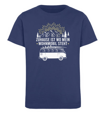 Zuhause ist wo mein Wohnmobil steht - Kinder Premium Organic T-Shirt camping Navyblau