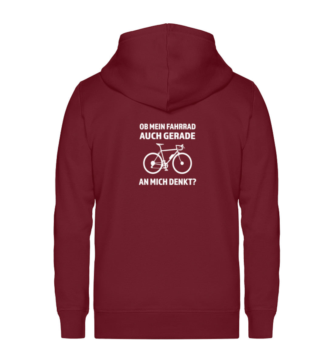 Ob mein Fahrrad gerade an mich denkt ~ - Unisex Premium Organic Sweatjacke Weinrot