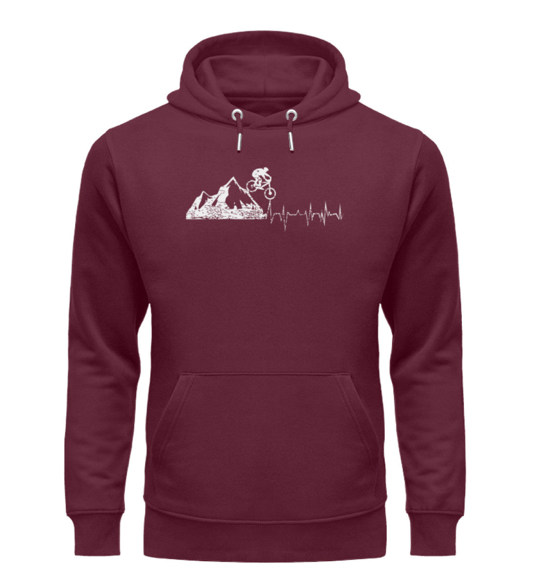 Herzschlag Bergbiker - Unisex Premium Organic Hoodie mountainbike Weinrot