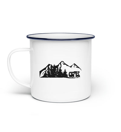 Berglandschaft und Wohnmobil - Emaille Tasse berge camping