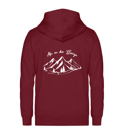 Ab in die Berge - Unisex Premium Organic Sweatjacke berge wandern Weinrot