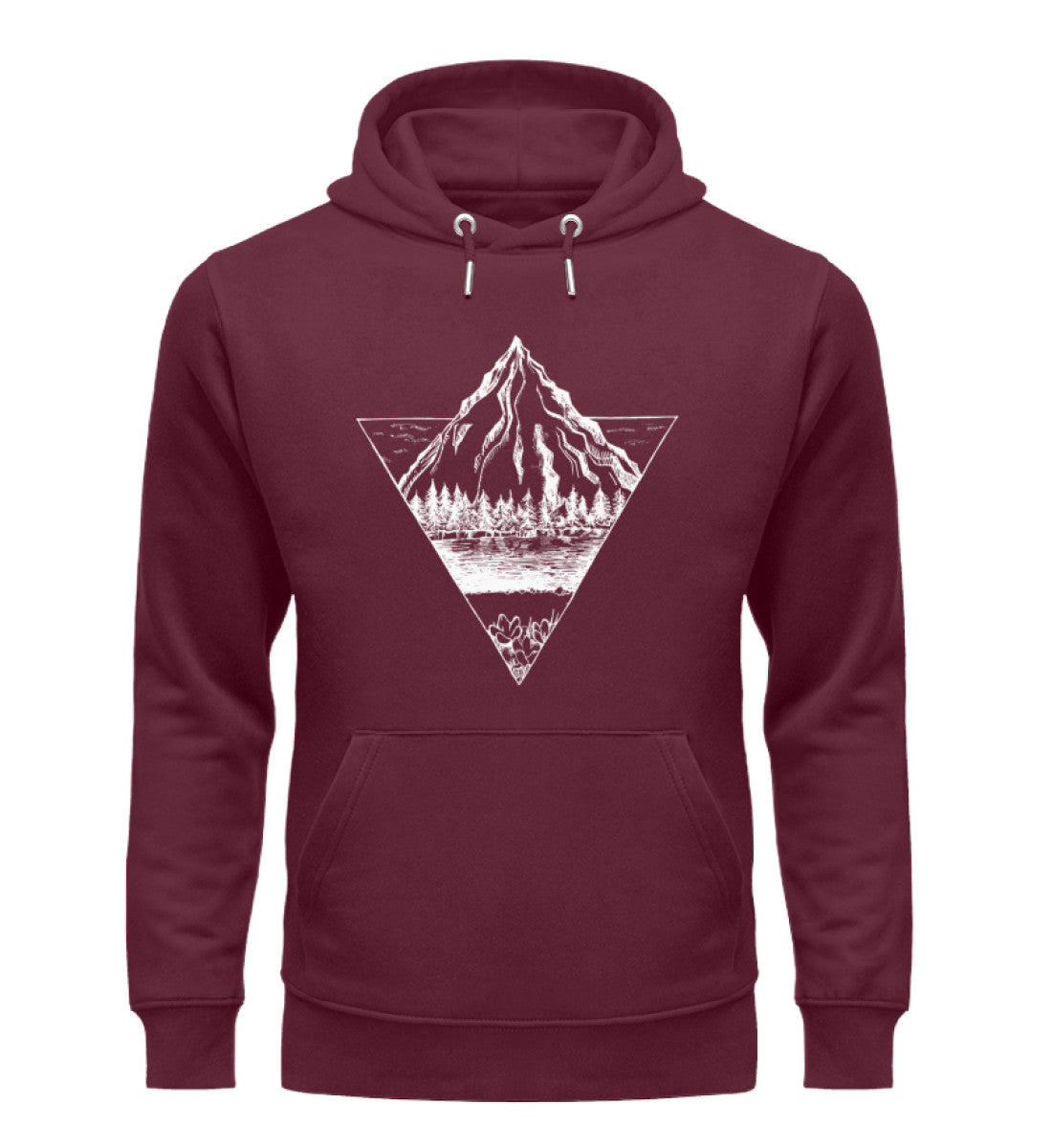 Berg - Geometrisch - Unisex Premium Organic Hoodie berge wandern Weinrot