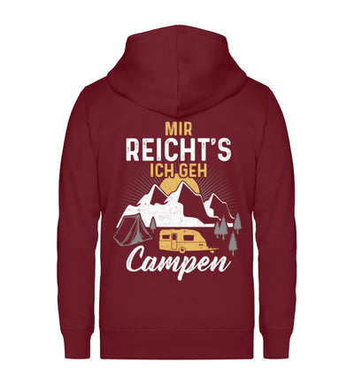 Mir reichts ich geh Campen - Unisex Premium Organic Sweatjacke camping Weinrot