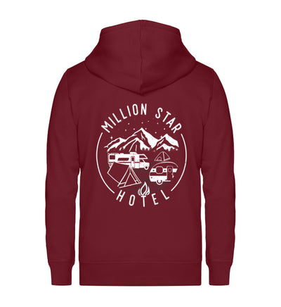 Million Star Hotel - Unisex Premium Organic Sweatjacke camping Weinrot