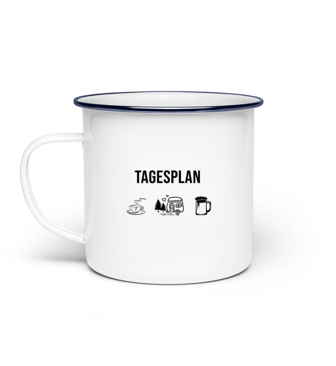 Tagesplan Kaffee, Camping und Bier - Emaille Tasse camping Default Title