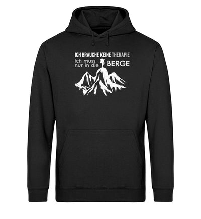 Therapie? Ich muss nur in die Berge - Unisex Organic Hoodie berge wandern Schwarz