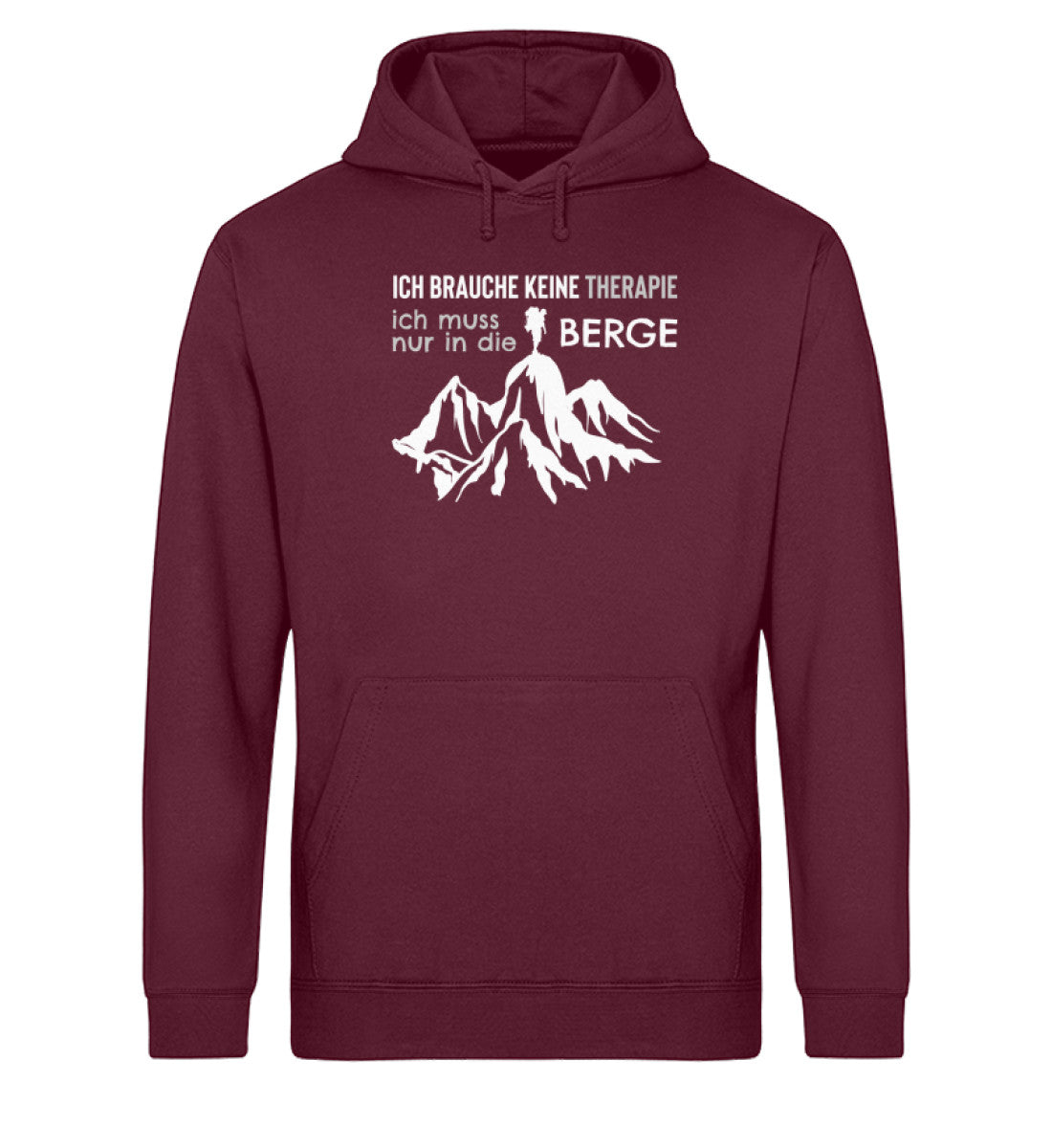 Therapie? Ich muss nur in die Berge - Unisex Organic Hoodie berge wandern Weinrot