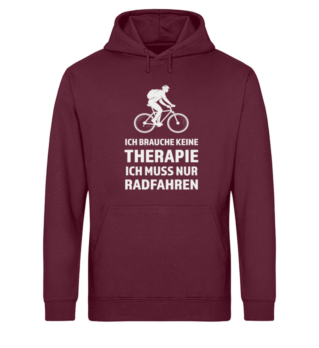 Therapie? Ich muss nur Radfahren - Unisex Organic Hoodie fahrrad Weinrot