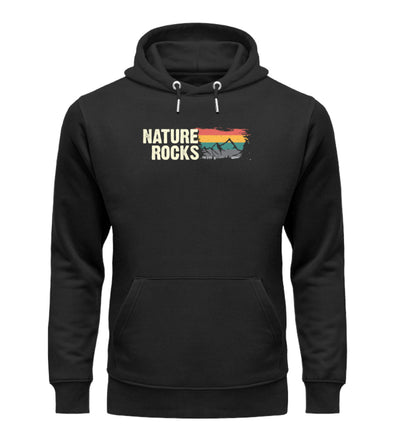 Nature Rocks - Unisex Premium Organic Hoodie berge camping wandern Schwarz