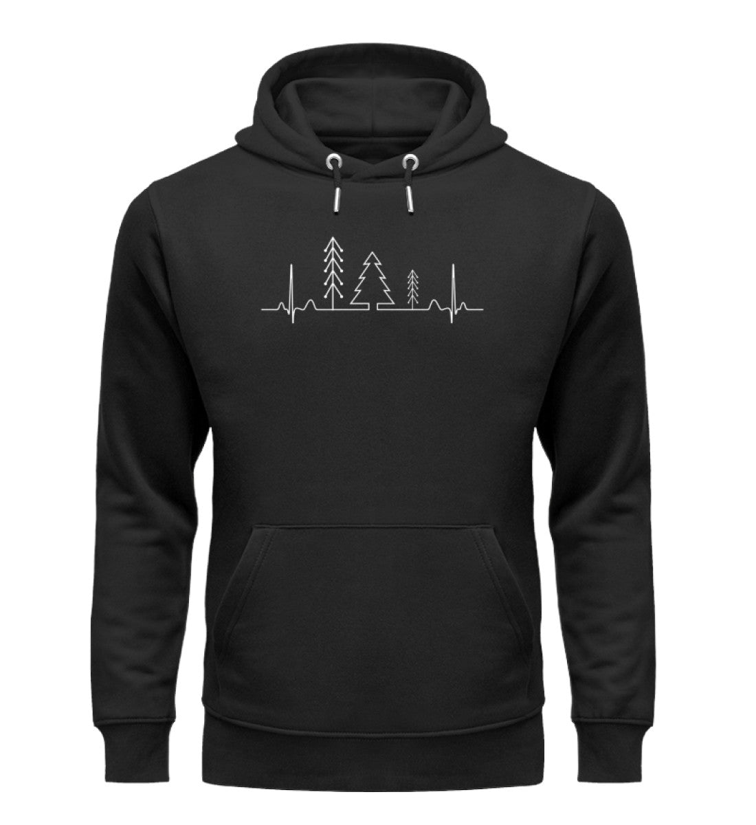 Herzschlag Wald - Unisex Premium Organic Hoodie camping wandern Schwarz