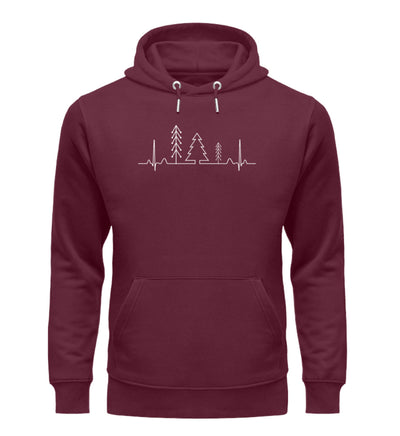 Herzschlag Wald - Unisex Premium Organic Hoodie camping wandern Weinrot