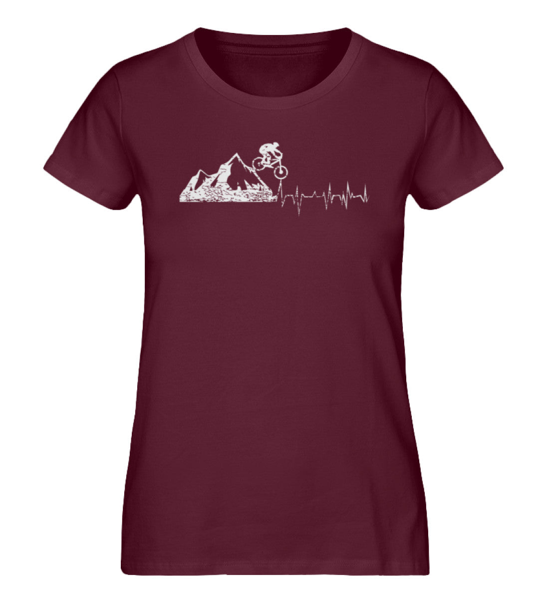 Herzschlag Bergbiker - Damen Premium Organic T-Shirt mountainbike Weinrot