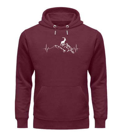 Herzschlag Berge und Steinbock - Unisex Premium Organic Hoodie berge wandern Weinrot