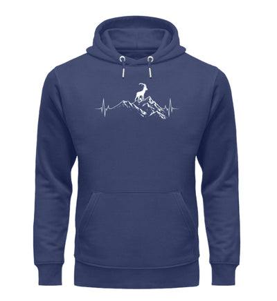 Herzschlag Berge und Steinbock - Unisex Premium Organic Hoodie berge wandern Navyblau