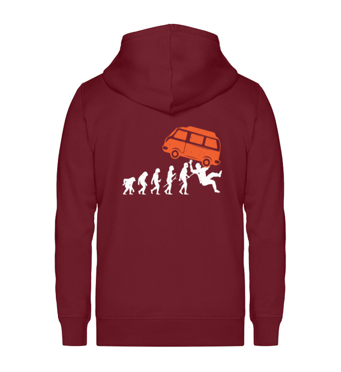 Evolution und Camping Van - Unisex Premium Organic Sweatjacke camping Weinrot