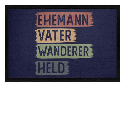 Ehemann, Vater, Wanderer, Held - Fußmatte mit Gummirand wandern Navy