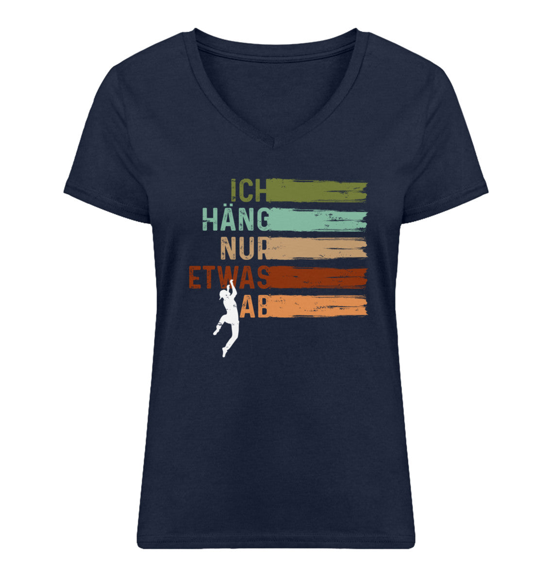 Ich häng nur etwas ab - Damen Organic V-Neck Shirt klettern Navyblau