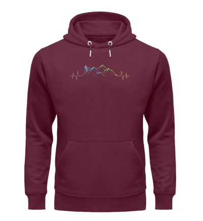 Mountainbiker auf Berg - Unisex Premium Organic Hoodie mountainbike Weinrot