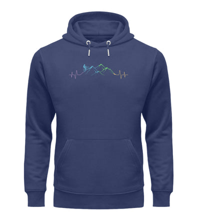 Mountainbiker auf Berg - Unisex Premium Organic Hoodie mountainbike Navyblau