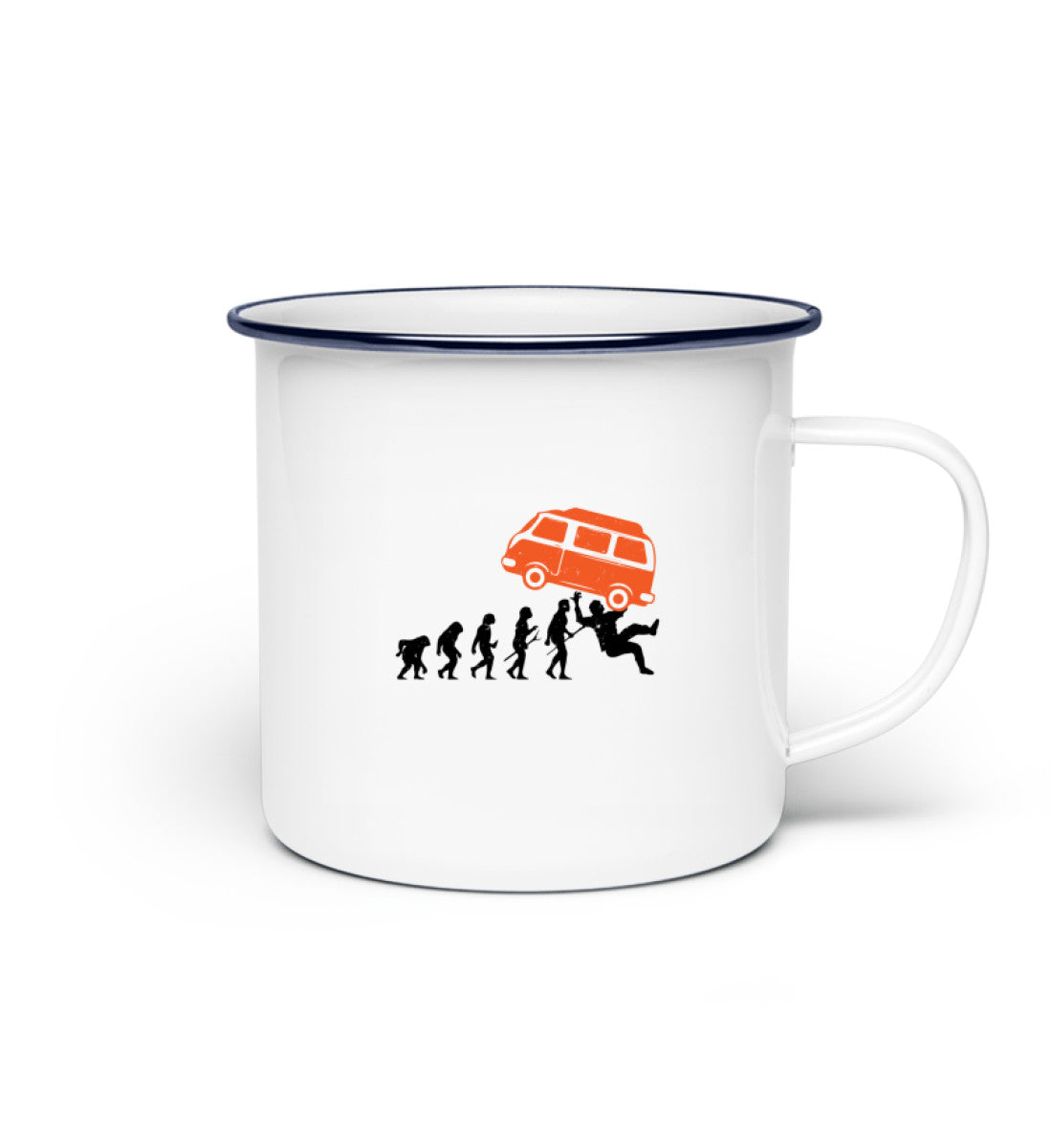 Evolution und Camping Van - Emaille Tasse camping