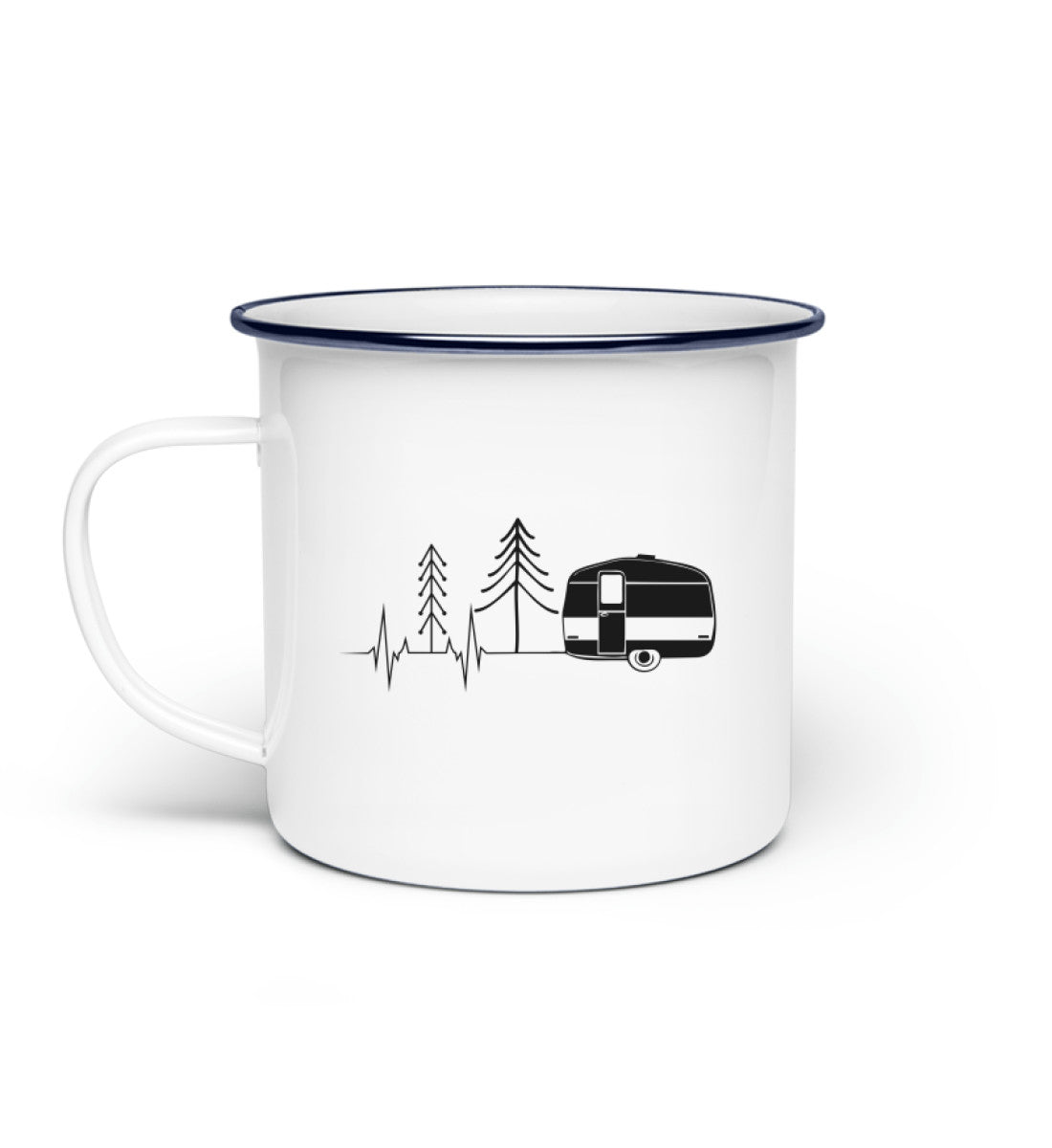 Herzschlag Wohnwagen - Emaille Tasse camping