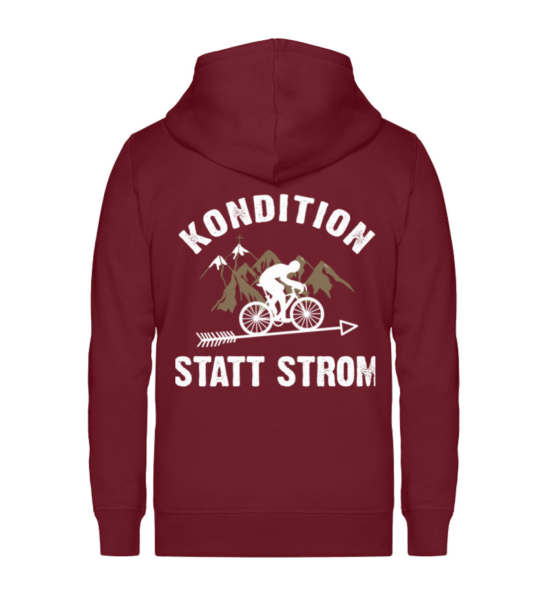 Kondition statt Strom - Unisex Premium Organic Sweatjacke fahrrad mountainbike Weinrot