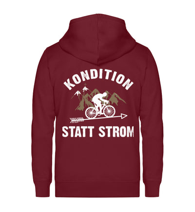 Kondition statt Strom - Unisex Premium Organic Sweatjacke fahrrad mountainbike Weinrot